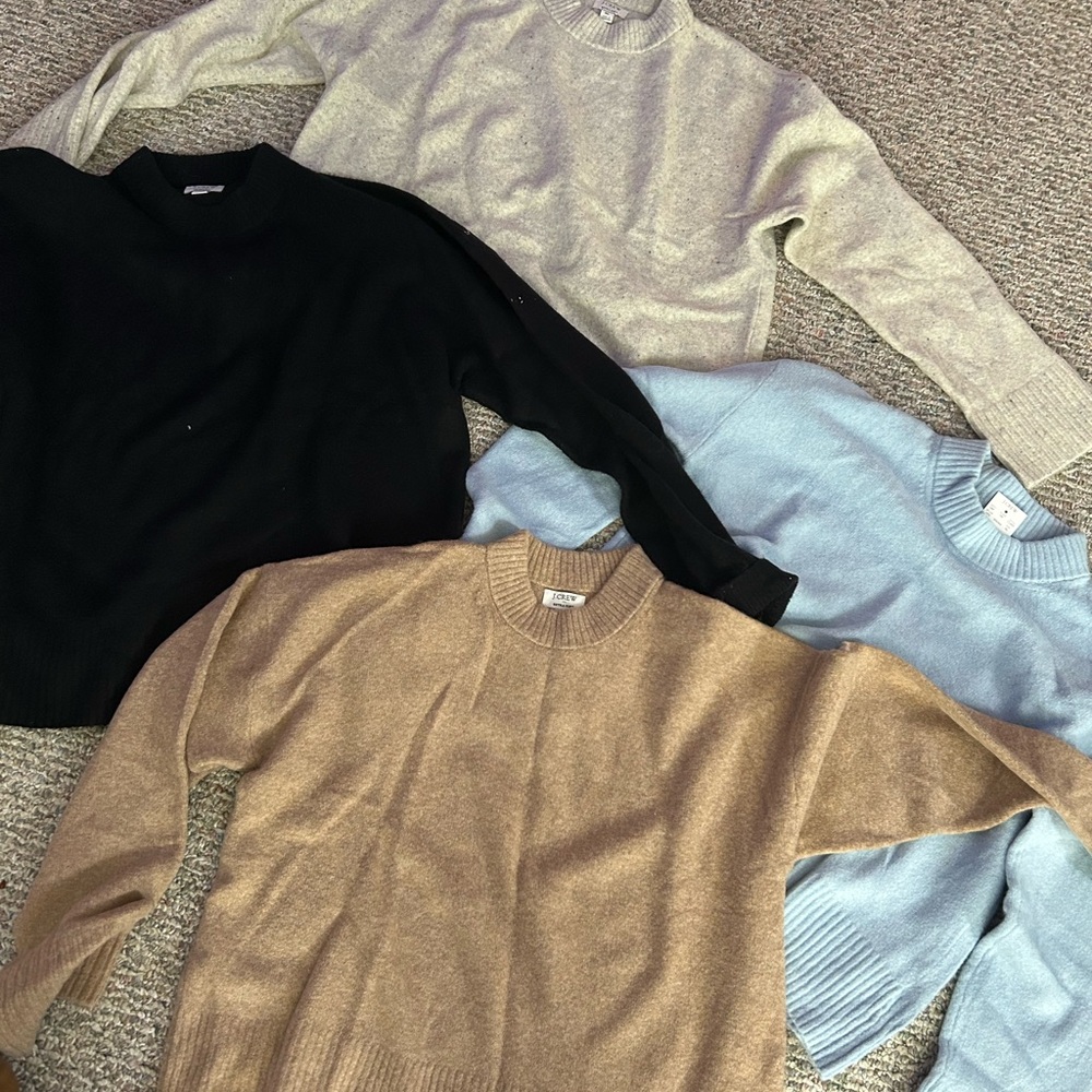 J. Crew Black , baby blue, light brown and Gray Crew Neck Sweaters - Picture 1 of 6